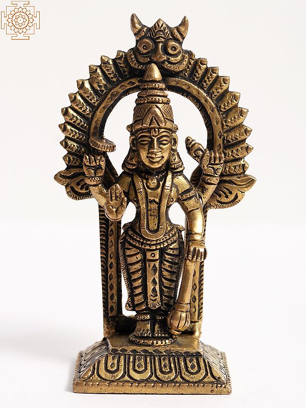 6" Small Brass Standing Lord Vishnu Idol