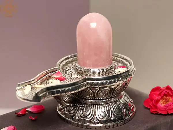 5" Small Rose Quartz Shivalinga Statue