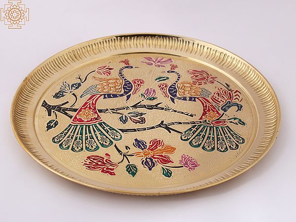 Meenakari Peacocks Art Plate (Multiple Sizes)