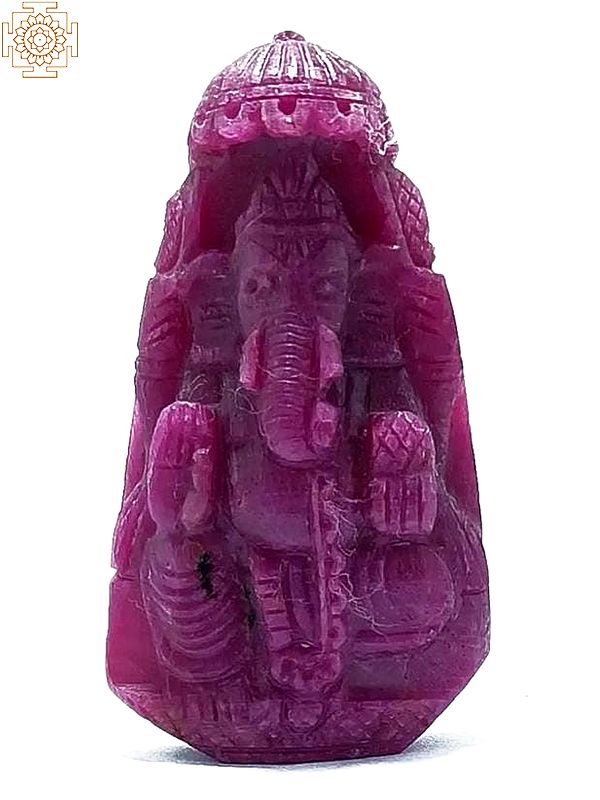 Lord Ganesha Idol in Ruby Gemstone
