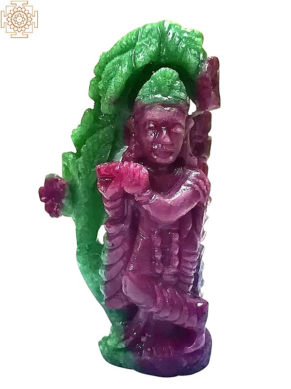 Lord Krishna Playing Flute | African Ruby Gemstone Statue
