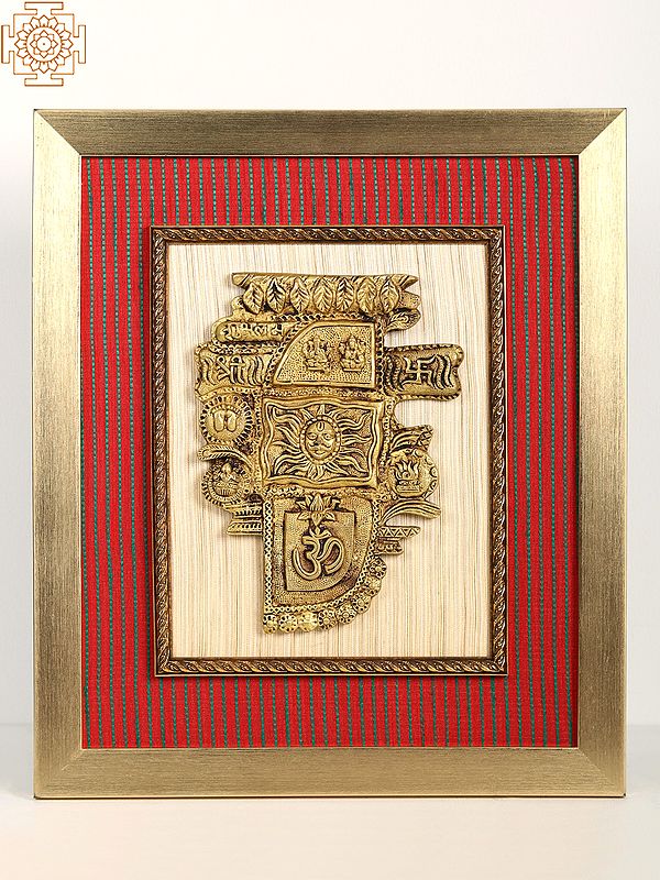 18" Decorative Temple in Brass | Wooden Wall Hanging Frame