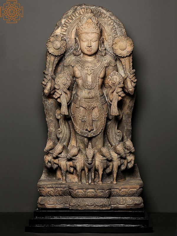 38" Lord Surya - God of the Sun | Sand Stone Statue