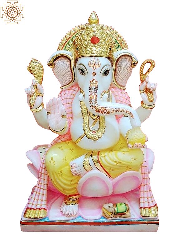 Lord Ganesha In White Marble (Multiple Sizes)