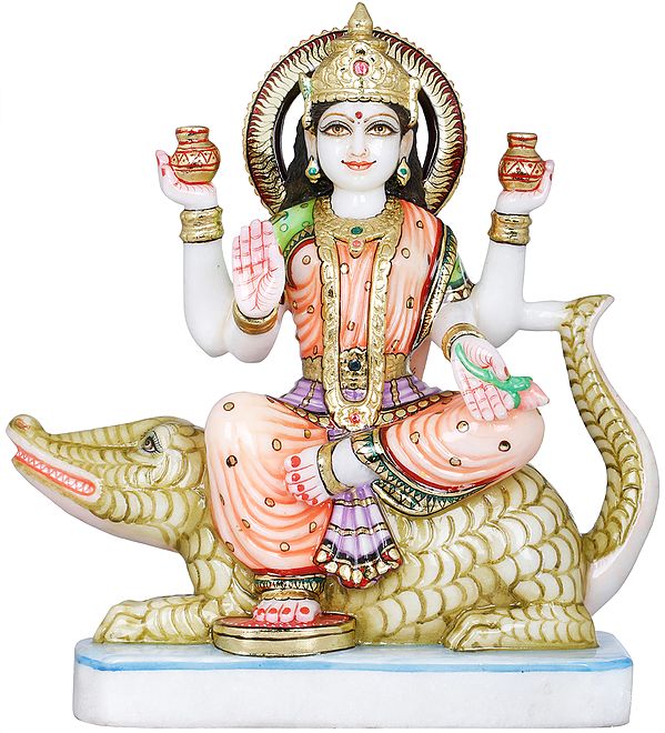Goddess Ganga on Her Mount Crocodile