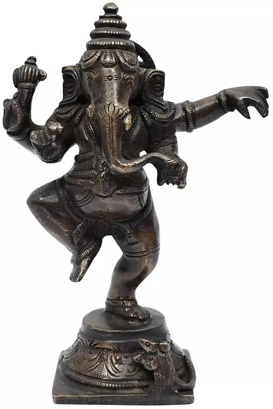 5" Brass Dancing Ganesha Sculpture | Handmade | Made in India