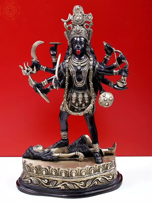 17" Goddess Kali in Her Manifestation as Bhadrakali In Brass