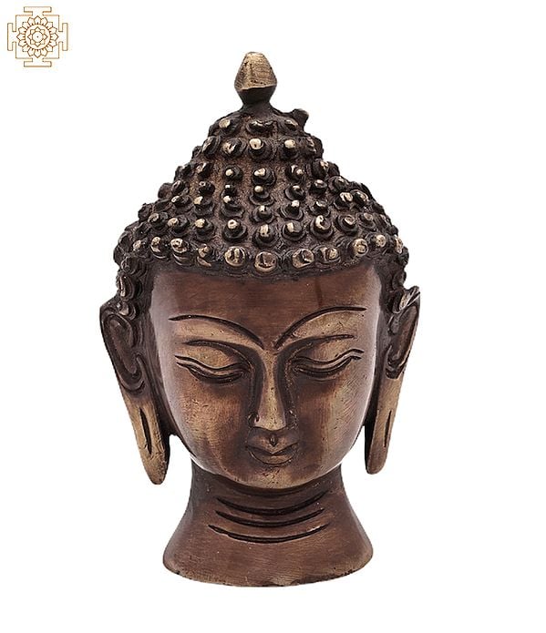 4" Lord Buddha Head in Brass | Handmade | Made In India