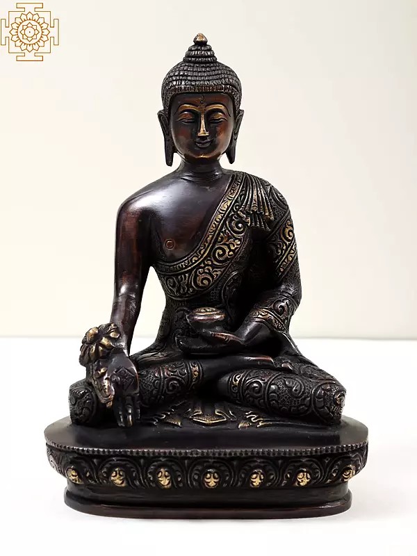 8" Tibetan Buddhist Deity- The Medicine Buddha In Brass | Handmade | Made In India