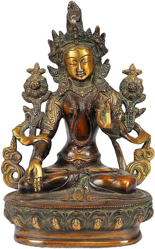 8" Tibetan Buddhist Goddess White Tara In Brass | Handmade | Made In India