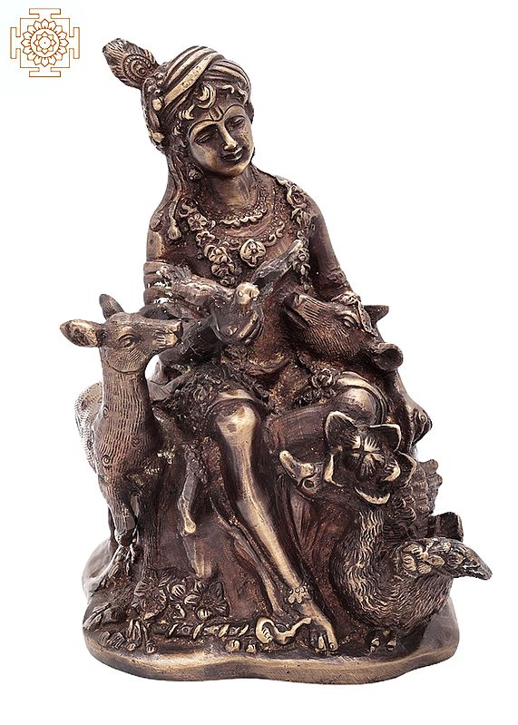 6" The Compassionate Krishna in Brass | Handmade | Made In India