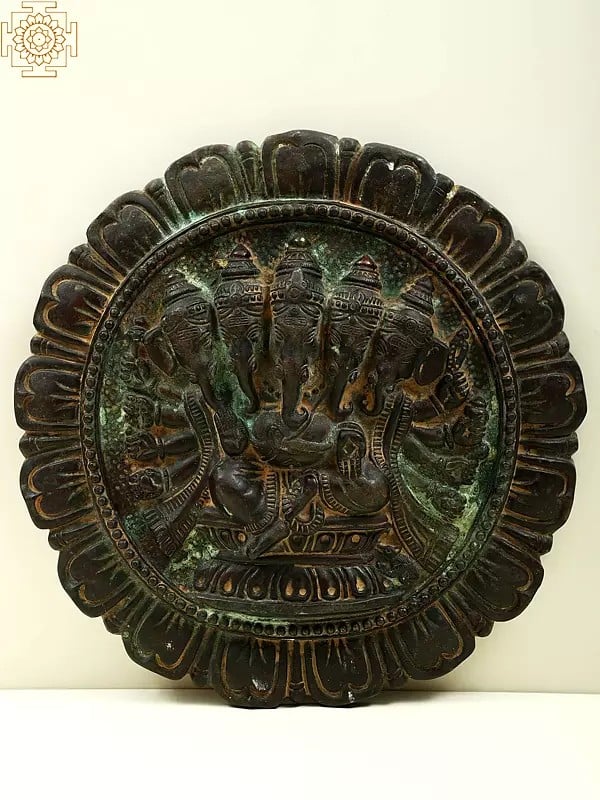 11" Five-Headed Ganesha Wall Hanging Plate In Brass | Handmade | Made In India