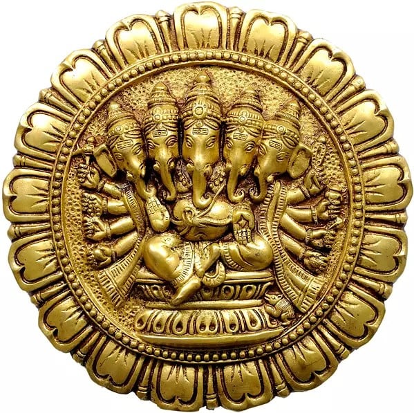 11" Five-Headed Ganesha Wall Hanging Plate in Brass | Handmade | Made in India