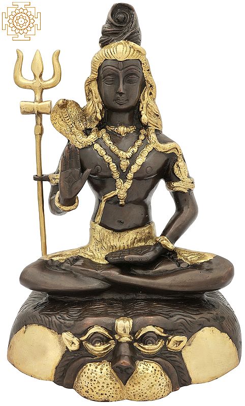 13" Mahayogi Shiva Granting Abhaya In Brass | Handmade | Made In India