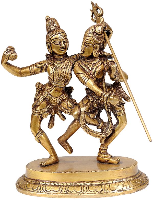 6" Brass Shiva-Parvati Statue in Dancing Pose | Handmade | Made in India
