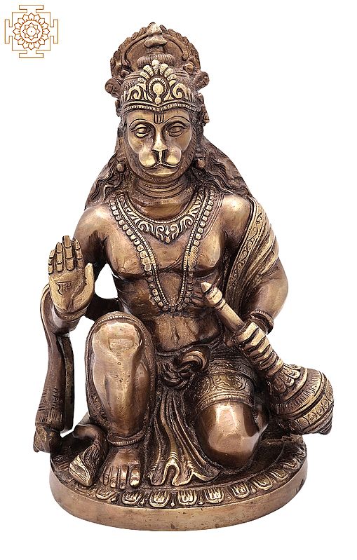 9" Lord Hanuman Statue in Brass | Handmade | Made in India