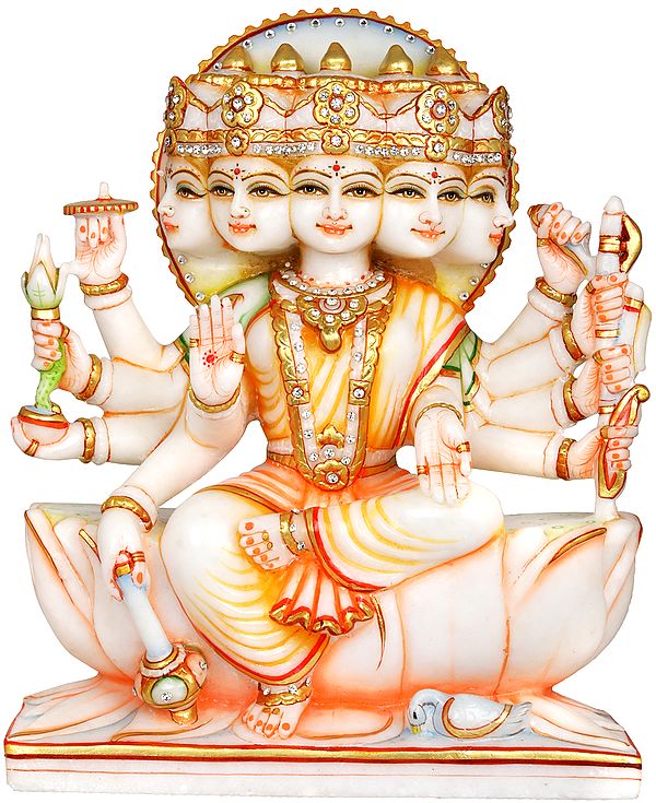 Five-faced Marble Image of Goddess Gayatri