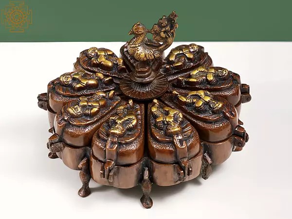 7" Baby Krishna Ritual Box with Lids In Brass | Handmade | Made In India