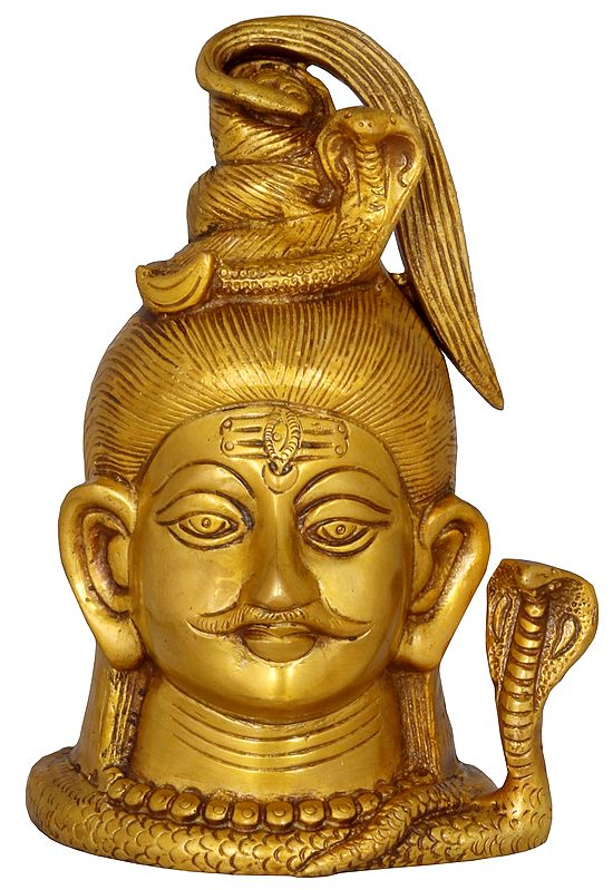 7" Brass Lord Shiva Head | Handmade | Made in India
