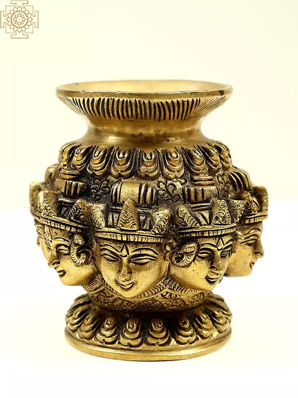 3" Small Brass Goddess Lakshmi Kalash