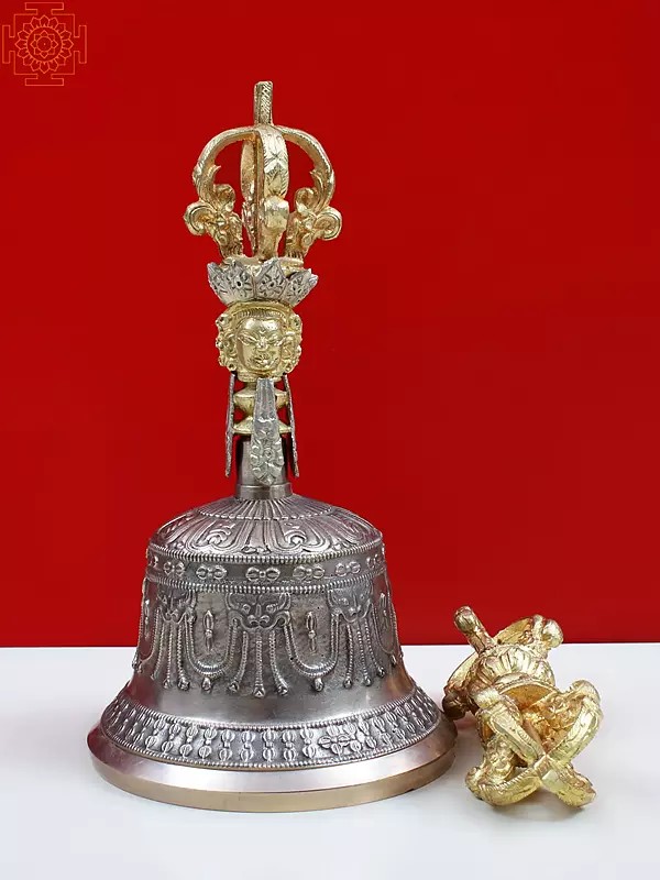 Tibetan Buddhist Bell Dorje Brass with Bronze