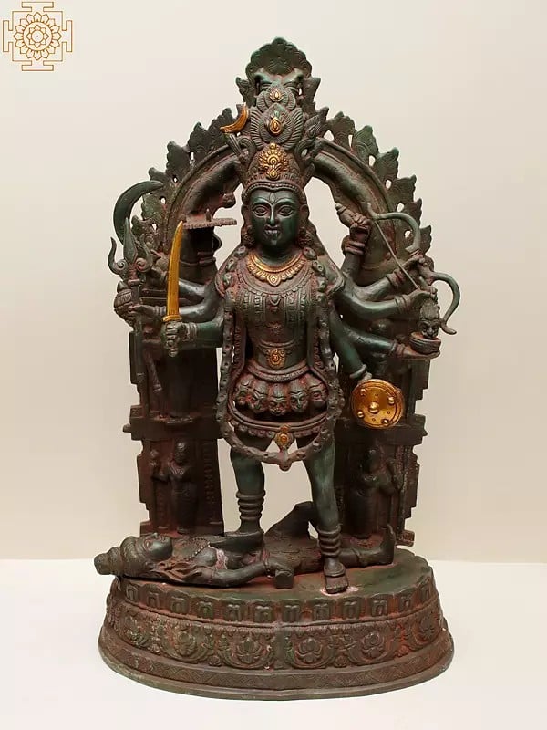28" Large Size Goddess Kali Brass Statue | Handmade | Made In India