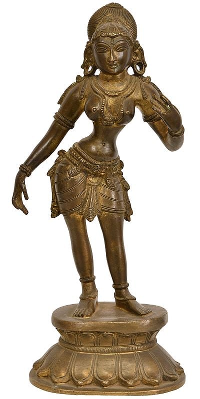 11" Standing Apsara In Brass | Handmade | Made In India