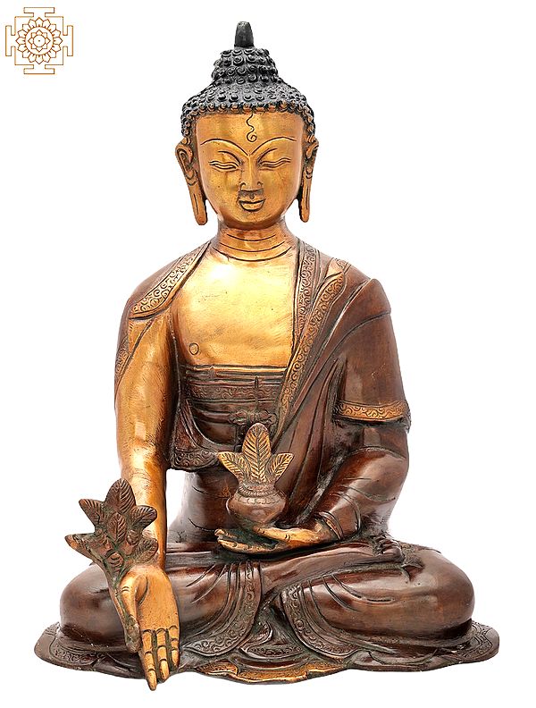 13" The Medicine Buddha (Tibetan Buddhist Deity) in Brass | Handmade | Made In India