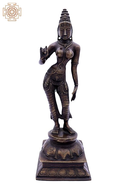 11" Goddess Parvati in Brass | Handmade | Made In India