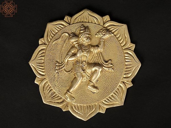 7" Lord Hanuman Wall Hanging Plate In Brass | Handmade | Made In India
