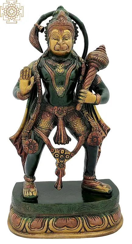 11" Lord Hanuman Blessing His Devotees In Brass | Handmade | Made In India