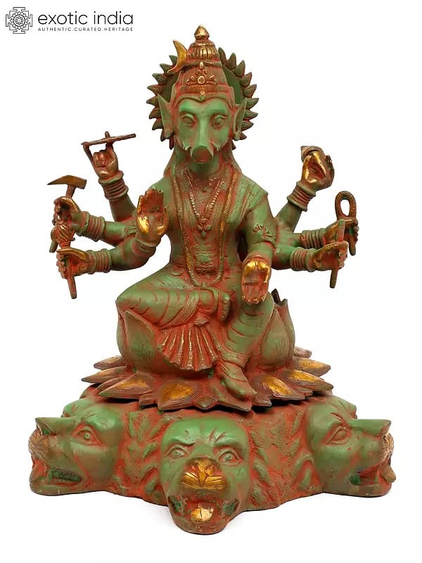 20" Devi Varahi Brass Statue - Goddess of Darkness | Handmade | Made in India