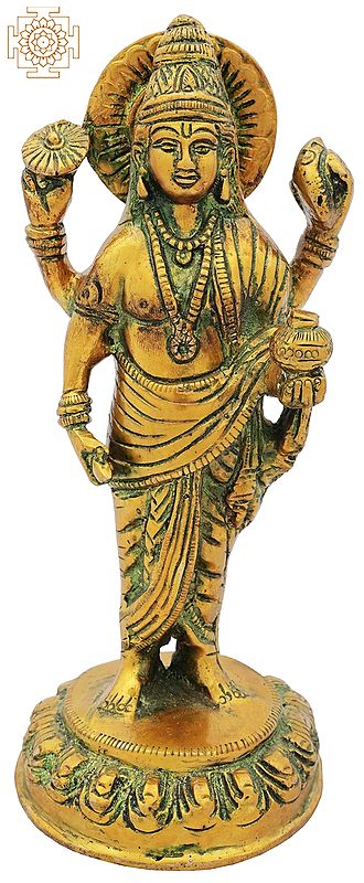 7" Dhanvantari Brass Statue - The Physician of Gods | Handmade | Made In India