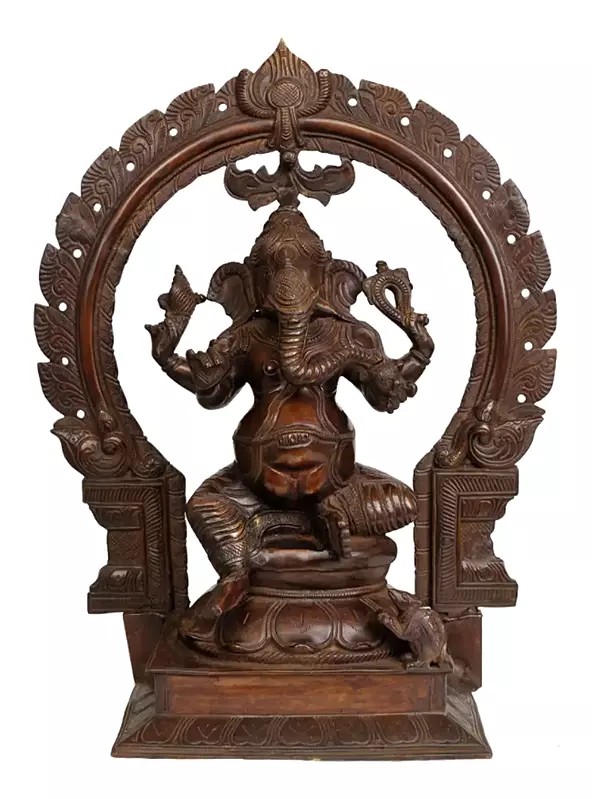 18" Four-Armed Ekadanta Ganesha In Brass