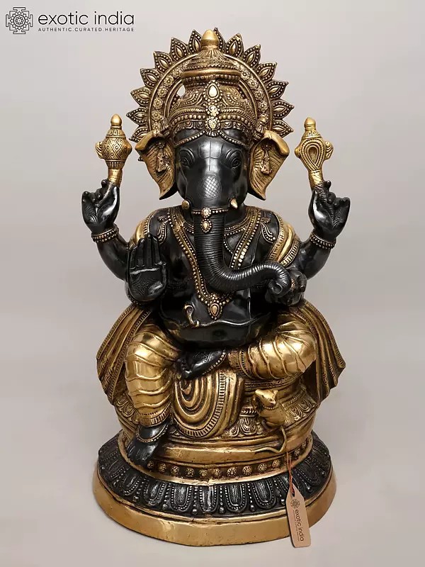 36" Large Size Ganesha Brass Statue | Handmade | Made In India