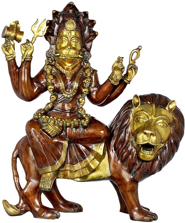 42" The Invincible Pratyangira (Atharvana Bhadrakali) In Brass | Handmade | Made In India