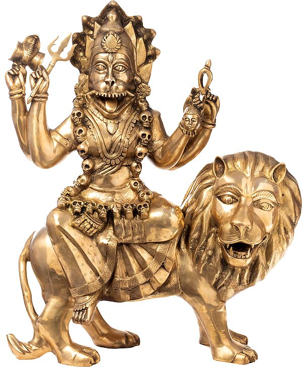 42" Invincible Pratyangira Brass Statue – Atharvana Bhadrakali, Handmade in India