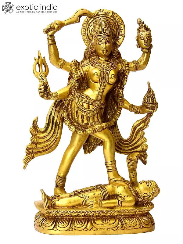 9" Goddess Kali Brass Statue | Handmade Spiritual Home Decor