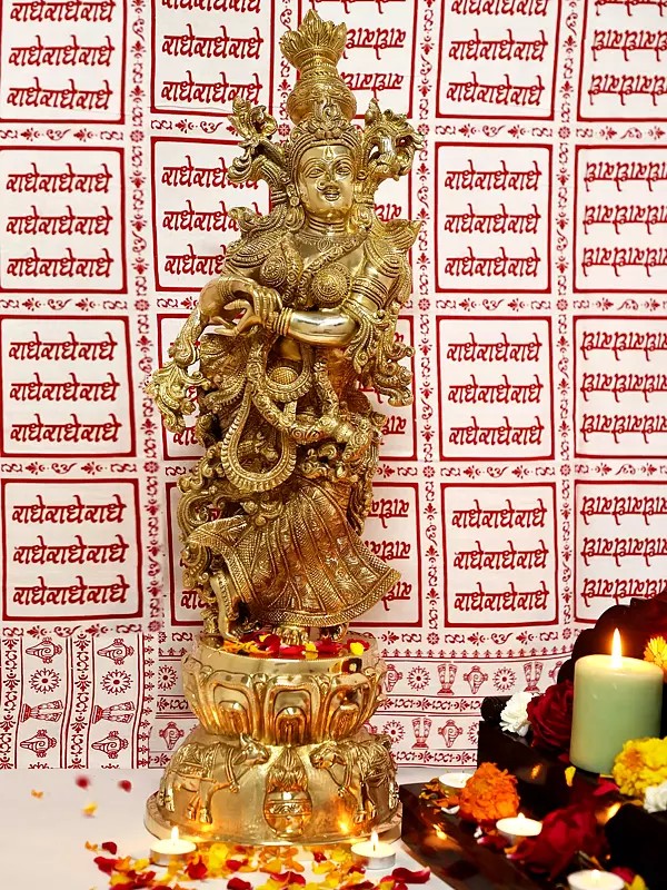 29" Brass Radha Rani Statue | Handmade