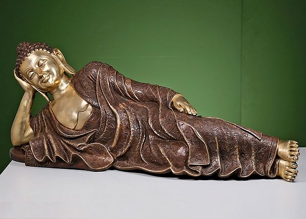 50" Large Brass Relaxing Buddha