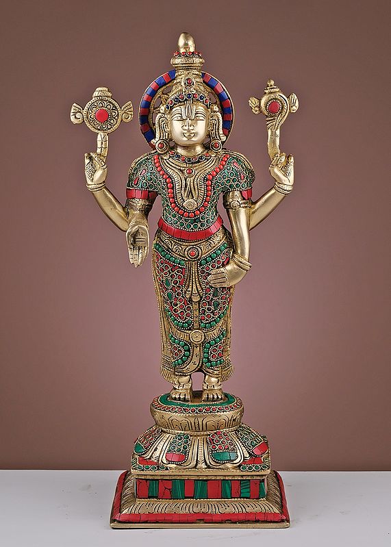 19" Brass Lord Venkateshwara with Inlay Work | Handmade