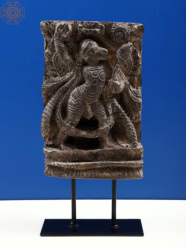 14" Wooden Hanuman Ji Statue with Iron Stand | Handmade