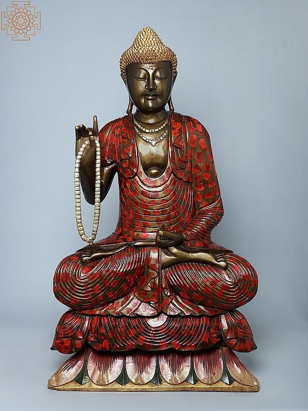 39" Large Wooden Gautam Buddha Preaching His Dharma