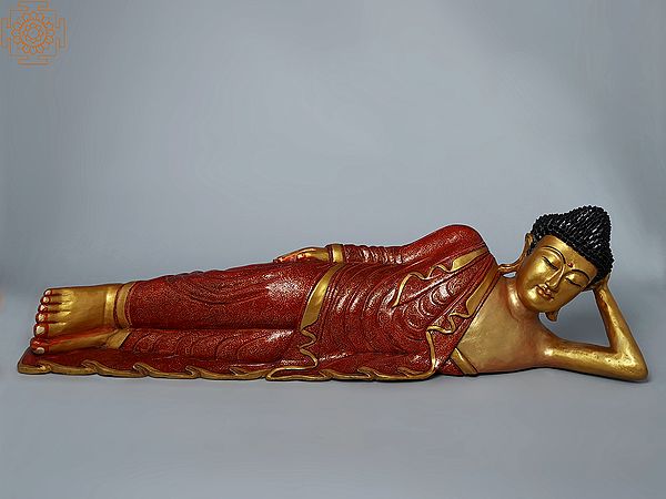 41" Large Wooden Sleeping Buddha