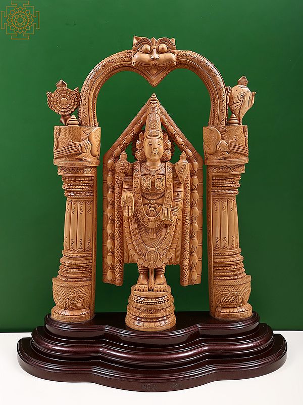 23" Lord Balaji Wooden Statue | Venkateshvara Wood Idol