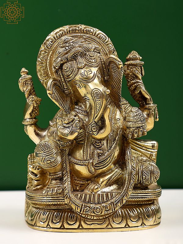 5" Small Brass Ekdanta Ganesha