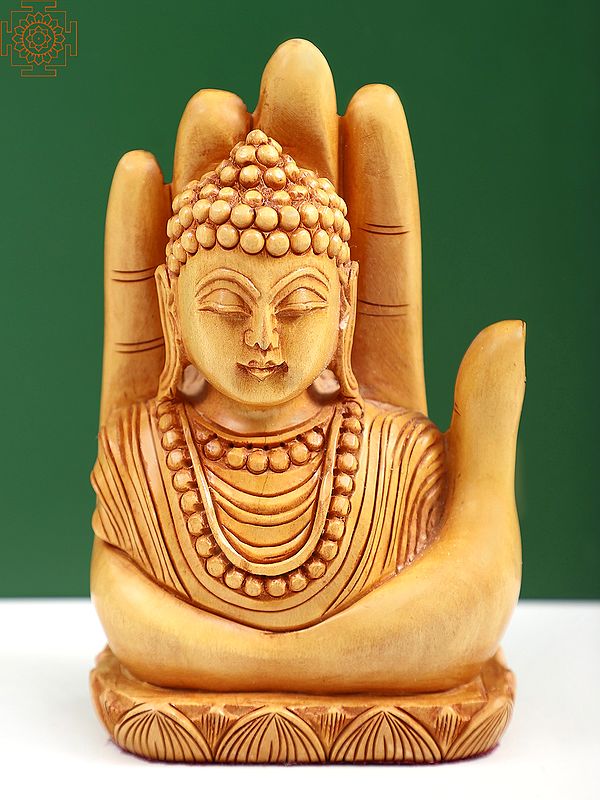 Lord Buddha in Blessing Hand In Wooden