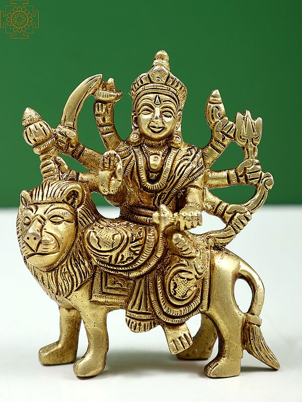 4" Small Brass Goddess Durga Statue