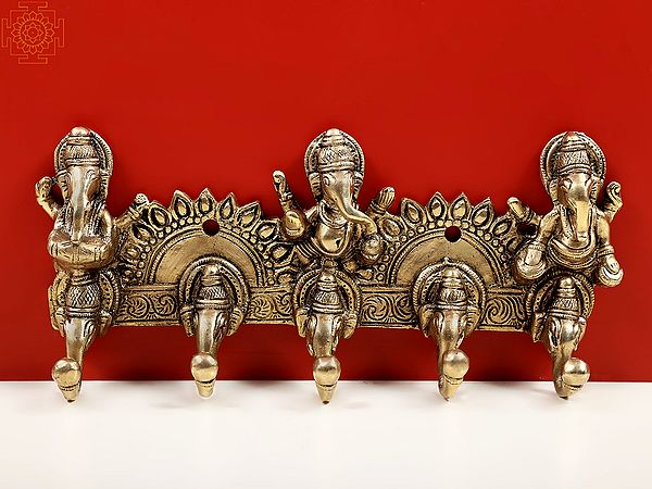 10" Brass Ganesha Design Key Hanger