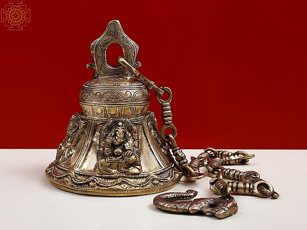 6" Brass Lord Ganesha Hanging Bell
